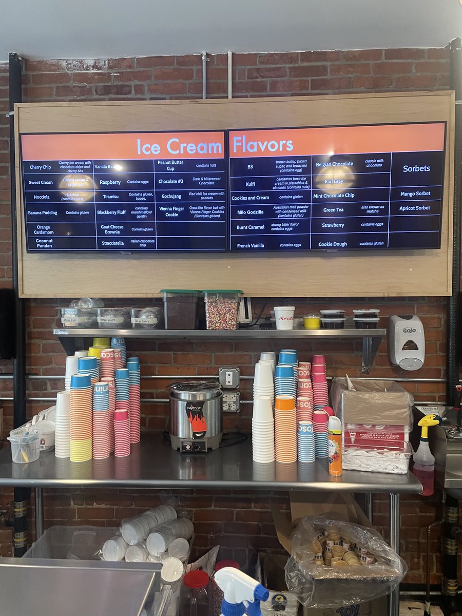 We open at noon.  Here are the flavors at 899 Main Street on We April 3.