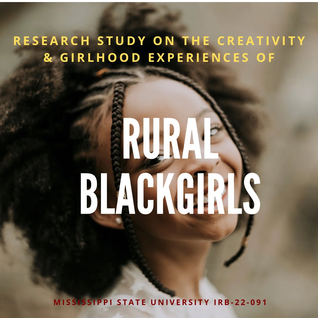 Seeking participants for research on Rural Blackgirls. #Rural #BlackGirls #Girlhood #Creativity drive.google.com/file/d/1LUbRXg…