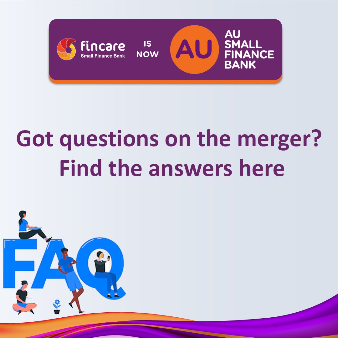 @FincareBank is now part of @aubankindia . We are combining our strengths to offer you a wider range of products, increased accessibility, and a seamless banking experience. For any questions on the Fincare SFB & AU SFB merger, check our FAQs: bit.ly/3TUt6TD…