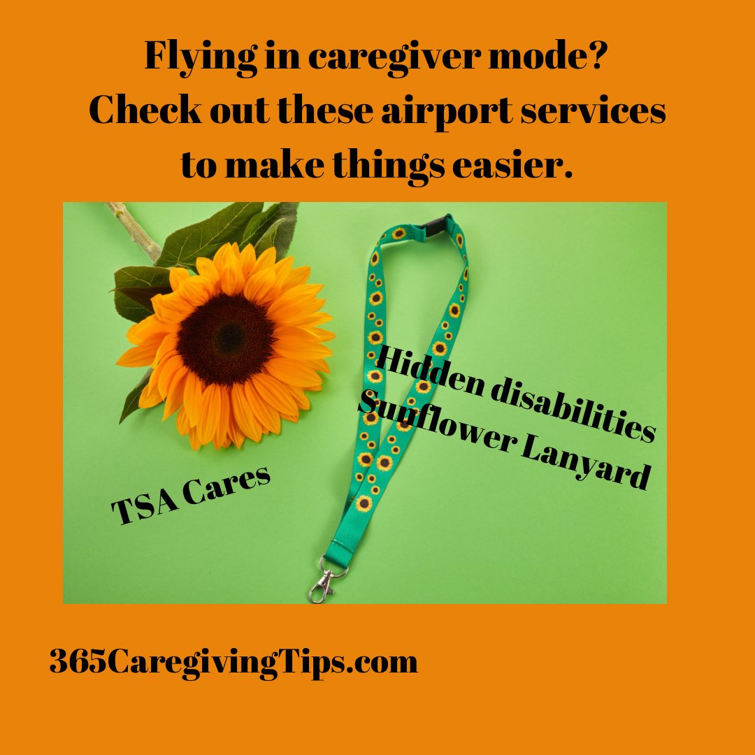 If you are a caregiver, flying with your loved, one check out @tsa Cares and the hidden disabilities sunflower lanyard program at airports. You will be pleasantly surprised at what is available to help you. #travel #caregiving #hiddendisabilities #sunflowerlanyard #airport