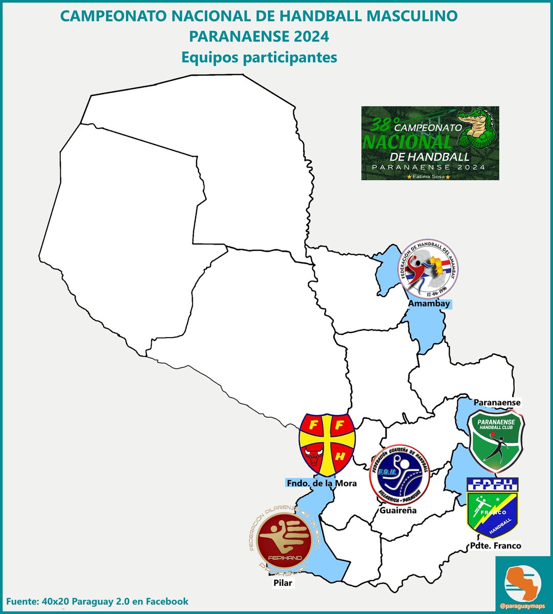 paraguaymaps's tweet photo. Equipos participantes en el Campeonato Nacional de Handball Paranaense 2024. https://t.co/KLadQ2SteH
