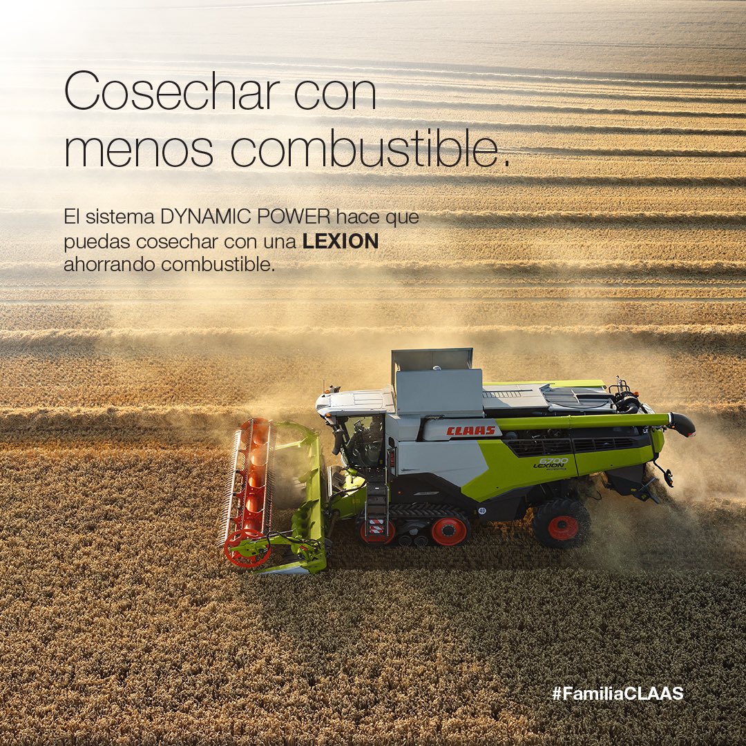 CLAAS_Argentina's tweet photo. El sistema DYNAMIC POWER adapta automáticamente la potencia del motor de la LEXION a las condiciones de trabajo y eso permite contar con un menor consumo de combustible ⛽️ ✅

La tecnología de la #familiaCLAAS, siempre a tu servicio.

Conocé más en https://t.co/64tjpgC65O https://t.co/eDT95FLyfX