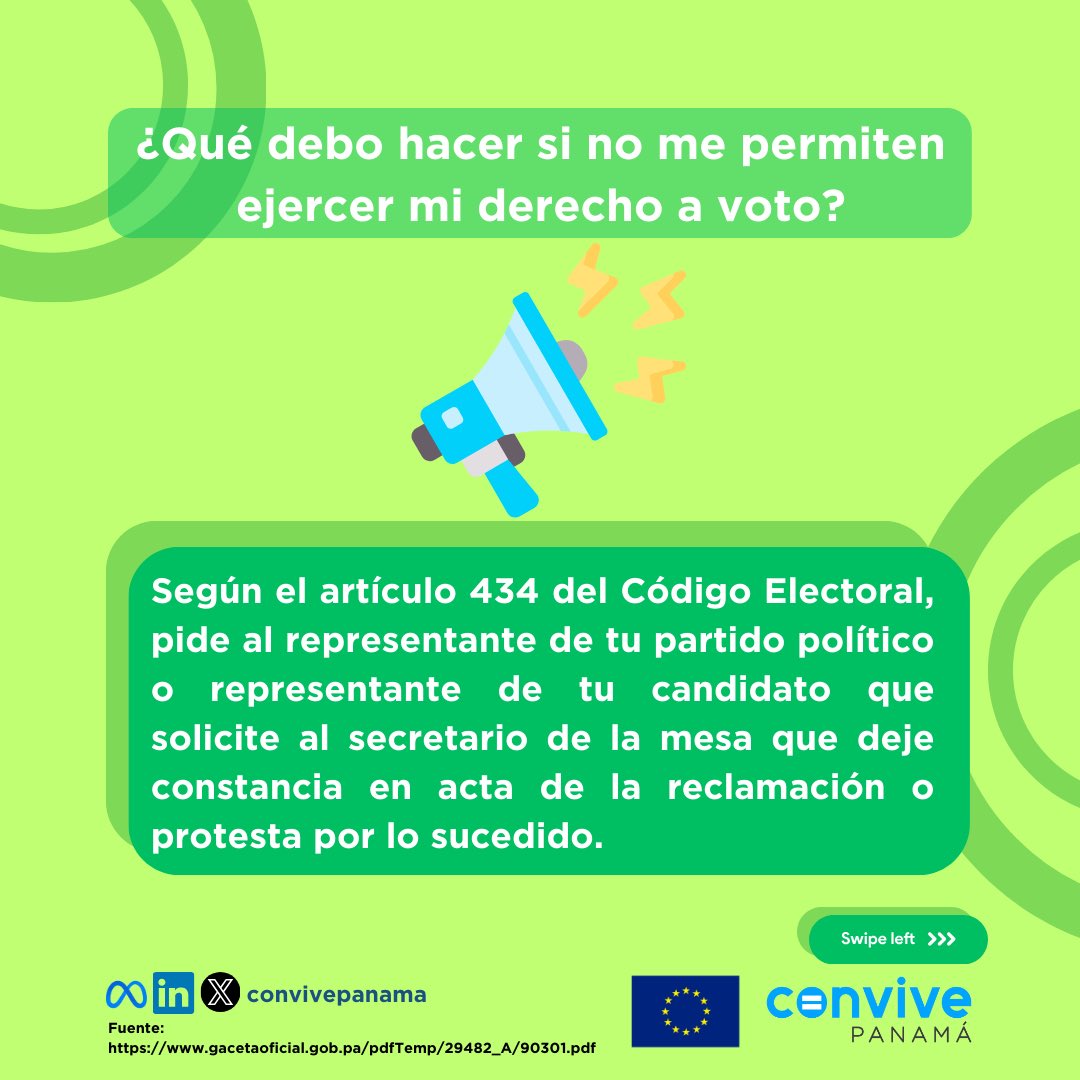 convivepanama's tweet photo. ¡Conoce tus derechos durante las elecciones como persona LGBTIQ+! 

Aquí información valiosa, si sufres de algún tipo de discriminación, notifícanos.

Proyecto impulsado a través de @fondo_Indela 

#PactoÉticoDigital #DileNoAlOdio #VotaInclusión #Panamá2024 #Elecciones2024 https://t.co/TuDvd7vwN5