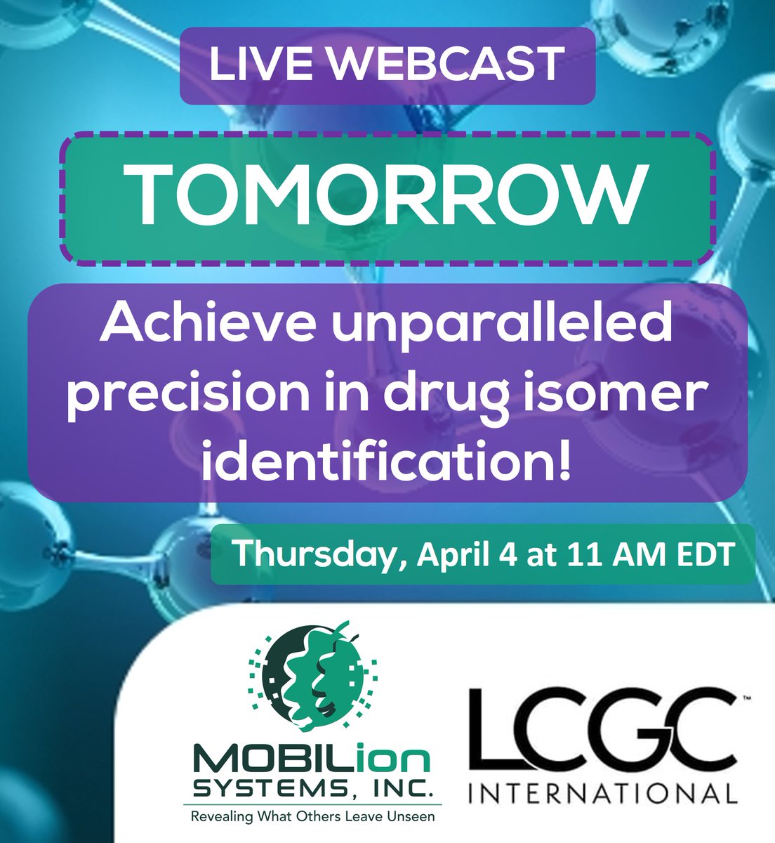 Join our webcast tomorrow at 11 AM EDT for expert insights on drug isomer identification with Asst. Prof. Christopher Chouinard & moderator Bob Alaburda. Discover advanced analysis methods. Register for free: hubs.ly/Q02qKG6y0. @LC_GC @ClemsonUniv