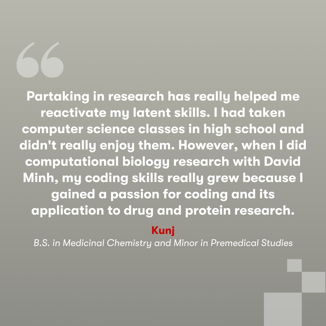 Elevate your skills and passions like medicinal chemistry student Kunj at Illinois Tech! Kunj's journey in computational biology research reignited his love for coding, paving the way for groundbreaking discoveries in drug and protein research. #IllinoisTech #YouElevated