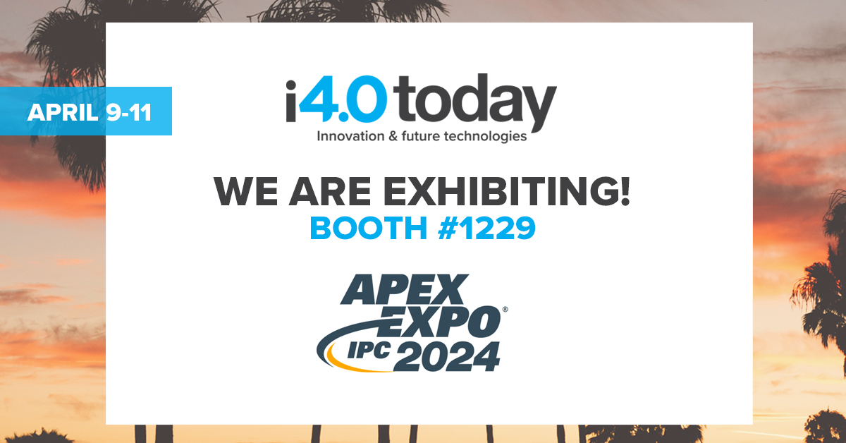 The i4.0 Today team are looking forward to meeting everyone at IPC APEX EXPO 2024 in Anaheim next week! Visit us at booth 1229 to pick up a copy of our latest magazine and chat about advertising opportunities, design services and all things innovation. #IPCAPEXEXPO2024