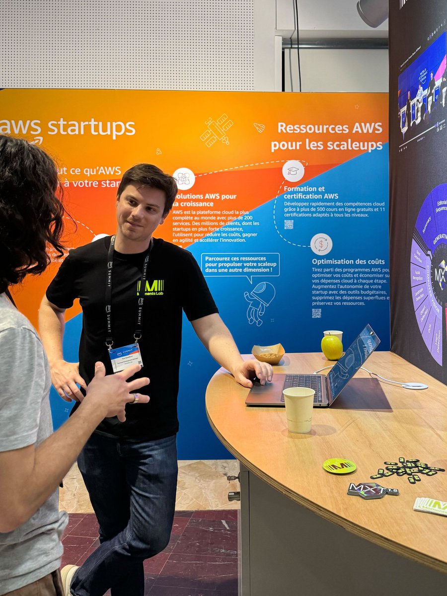moments_lab's tweet photo. Great to be exhibiting AND speaking in #Paris today at @awscloud summit, sharing our latest innovations with multimodal and generative AI 

#AWSSummitParis #AWSsummit #genAI #MultimodalAI https://t.co/Q21aybbIF2