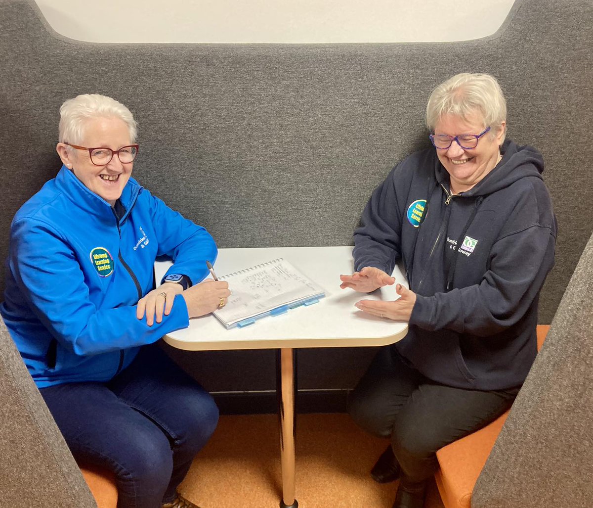 Susan and Jean are all smiles planning the new 'Elfies Project!' Watch this space for further updates! @SLPLearn #dreamteam #Everythingadultlearning