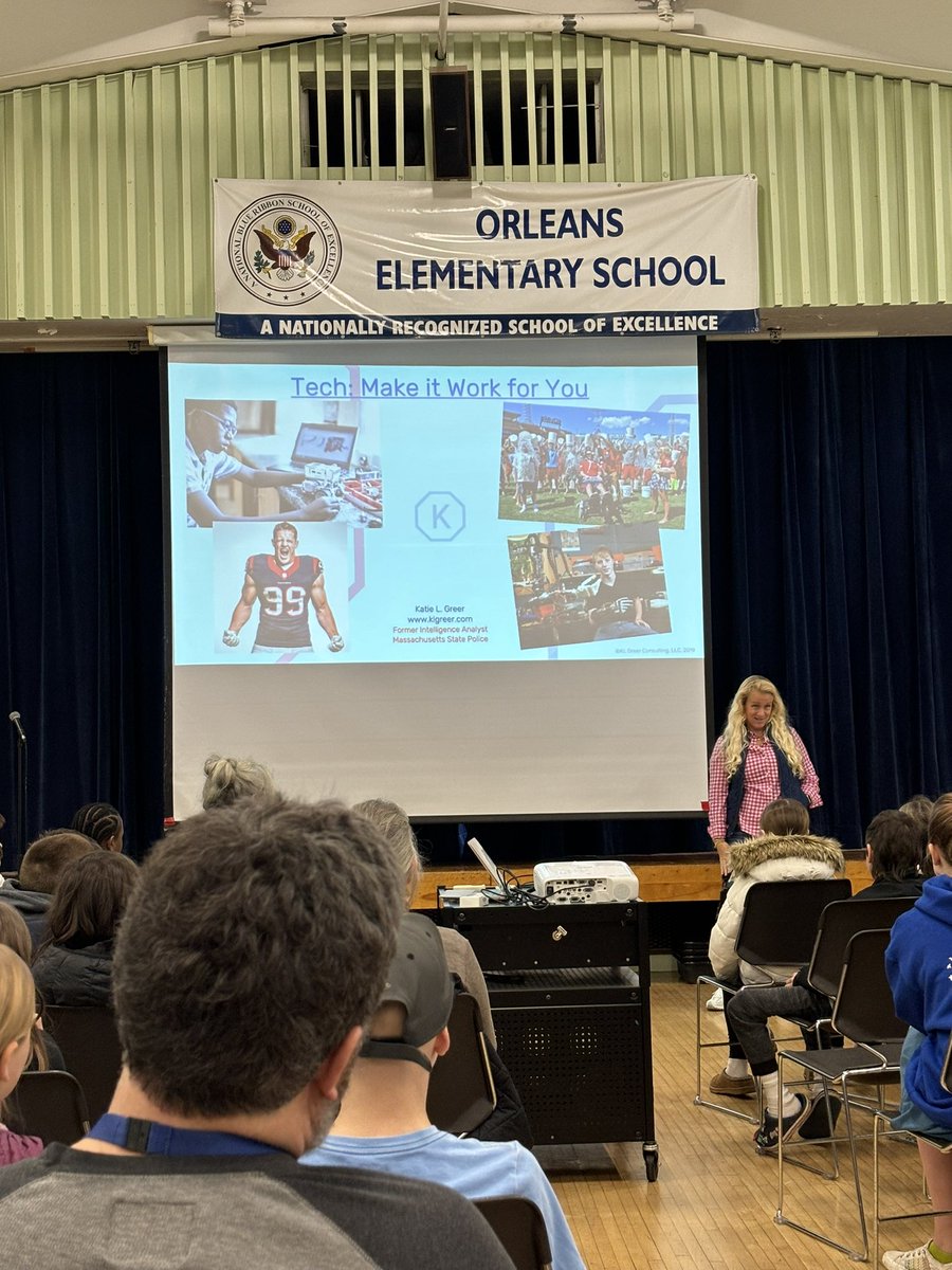 <a href="/KatieLGreer/">Katie L. Greer</a> presenting to grades 4 &amp; 5  about Tech Safety! <a href="/NausetOES/">Orleans Elementary School</a> <a href="/NausetEES/">NausetEES</a> <a href="/NausetEddy/">NausetEddy</a> @NausetWES <a href="/NausetSupt/">Superintendent Nauset Public Schools</a> #techsafety