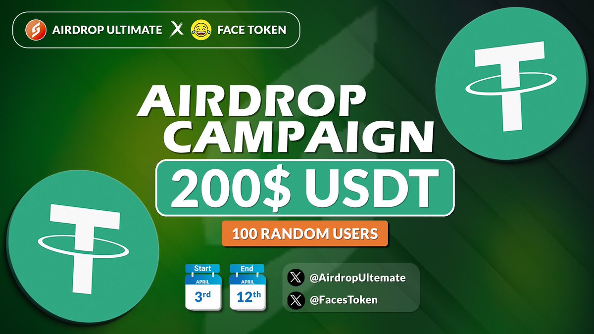 AirdropUltemate's tweet photo. 🥳 Face Token X Airdrop Ultimate #Airdrop

🏆 Prize Pool «» $200 USDT

✅ Follow @FacesToken &amp; @AirdropUltemate
✅ Like, RT &amp; Tag 3 Friends
✅ Complete #TaskOn⤵️
https://t.co/Js5bGhMvPD

⏳ Ends 12th April

#Airdrop #Giveaway #Crypto #LFG #FacesToken #FACE #TaskOn #USDT https://t.co/KuZG73qv46