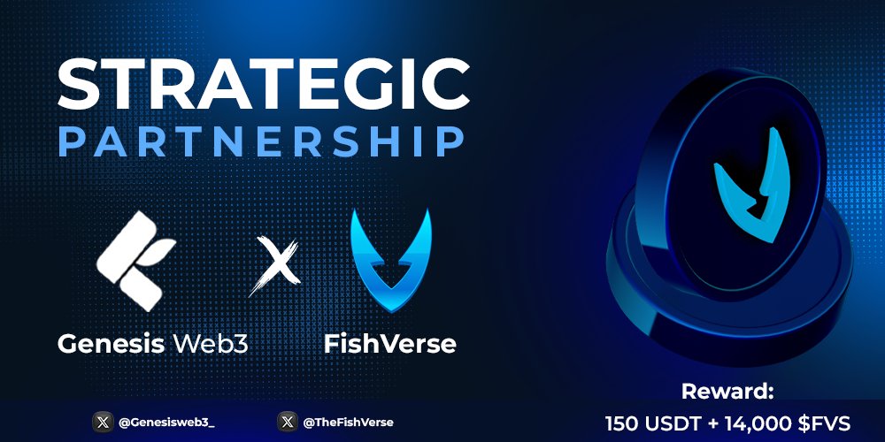 AirdropComic's tweet image. 🎉 Exciting Partnership Announcement! 🚀

We&apos;re thrilled to announce our strategic partnership with @TheFishVerse! 🐟

To celebrate, we&apos;re giving away a total of 150 USDT + 14,000 $FVS tokens to 100 lucky winners! 💰

1⃣ Follow @Genesisweb3 and @TheFishVerse
2⃣ Like and retweet…
