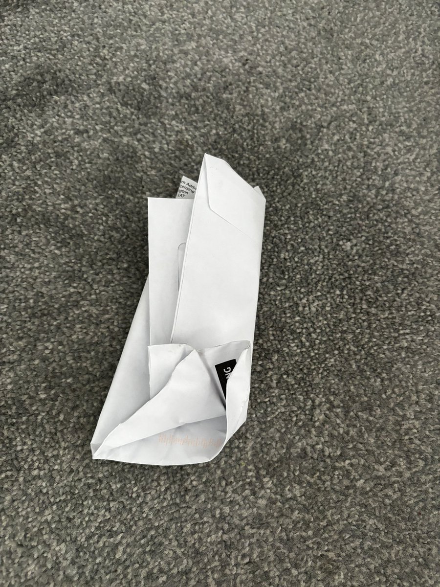 Matt_Millington's tweet photo. @RoyalMailHelp our postie has folded documents and post that says “DO NOT BEND”, we’ve had torn envelopes but this is the next level of delivery standards. How do we improve things? https://t.co/cyaK76GAxG