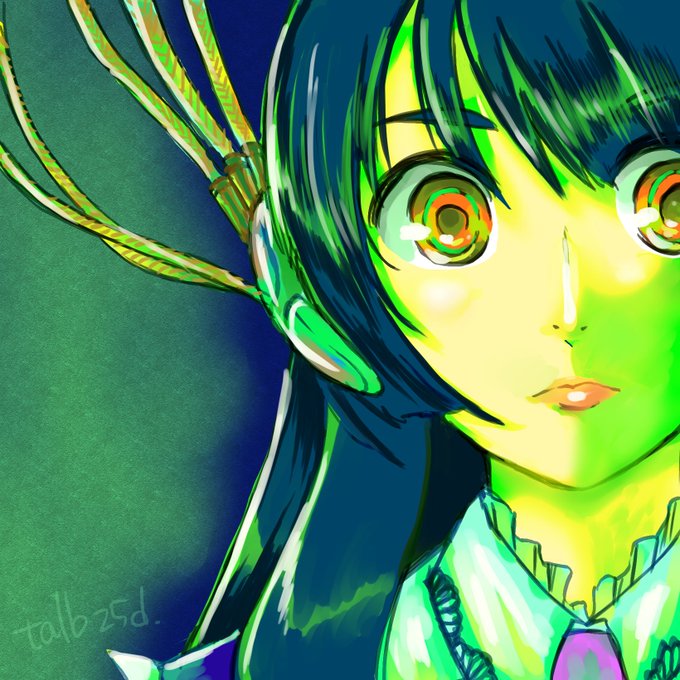 #ウェザロアートサイバーな感じで。省エネモードのポン子さんのサムネとか思い出しながら描きました。省エネの味わい深い歌声とかも好きでしたー。(一部修正して再投稿です、すみません) 