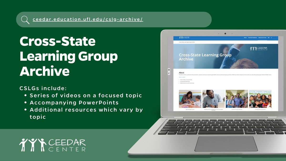 Check out our Cross-State Learning Group archive to access a culmination of the presentations, materials, and resources shared through past virtual CSLGs! View here ➡️ ceedar.education.ufl.edu/cslg-archive/