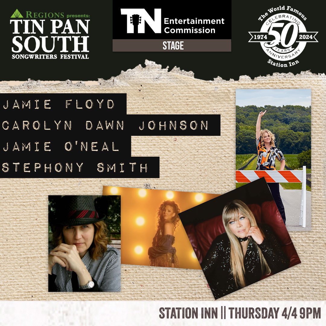 🌸 t o m m o r r o w n i g h t 🌸 Grab your tickets via @TinPanSouth for the 9pm show at the legendary The station inn ! I'll share the stage with the most incredible group of artists & songwriters, my beautiful friends Stephony Smith + Jamie O'Neal + Carolyn Dawn Johnson. Tin…