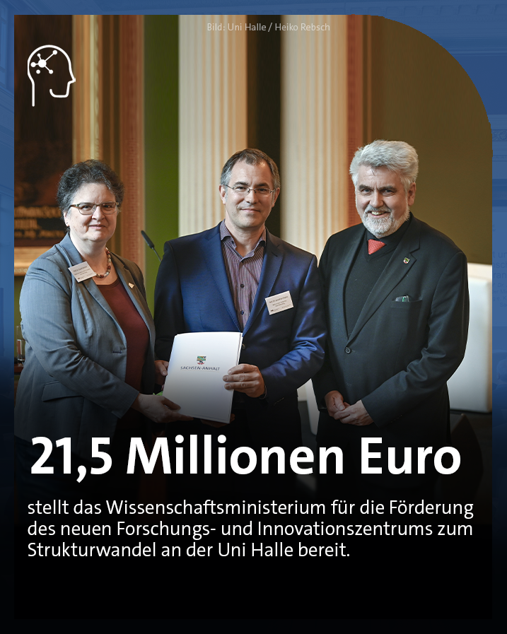 MWU_LSA's tweet photo. Im neuen Innovationszentrum der @UniHalle sollen Lösungen für den #Strukturwandel in #SachsenAnhalt entwickelt werden, z.B. im Bereich von #Kreislaufwirtschaft oder sozialer #Innovation. Minister @WillingmannA überreichte heute den Förderbescheid. https://t.co/2JJSdQyTzl https://t.co/cEgh2Hbs8A
