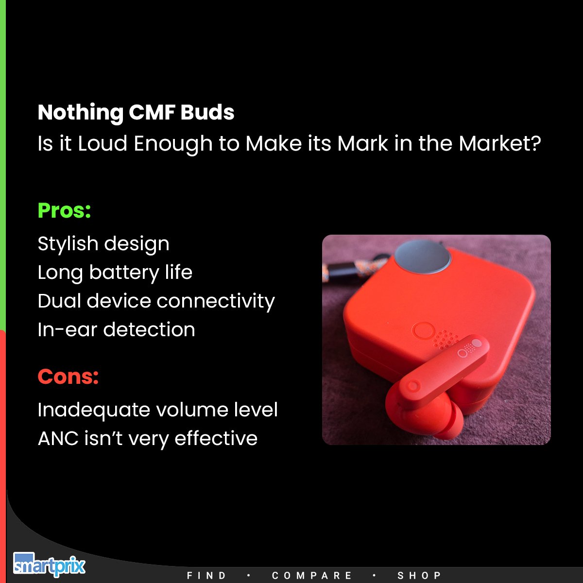 Smartprix's tweet photo. Nothing CMF Buds Review with Pros and Cons https://t.co/CVaoeKvh9T
#Nothing #CMFNothing #CMFBuds #Review https://t.co/JxGvoQLzfg