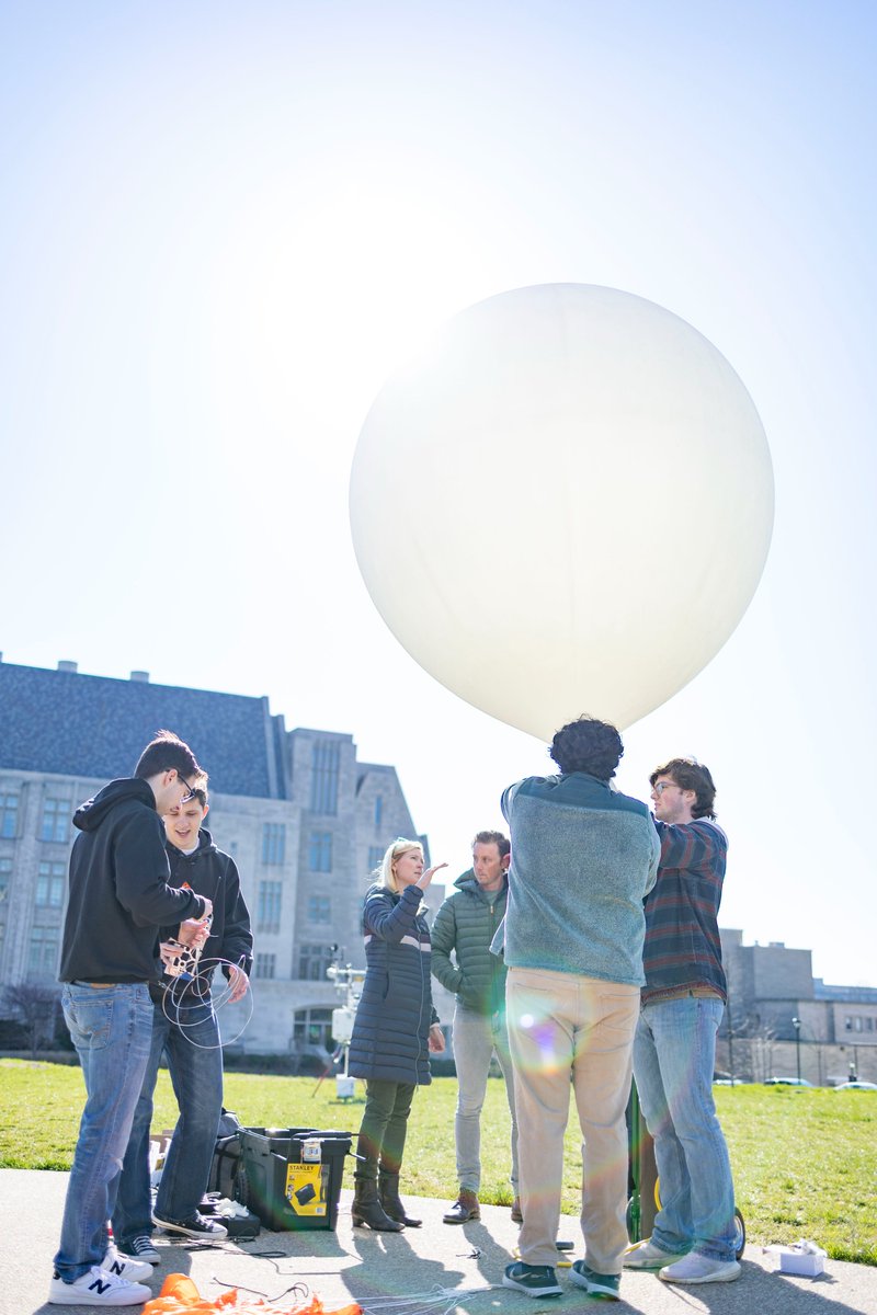 Intelligent systems engineering students recently test-launched the balloon they plan to release during the upcoming total eclipse, which will transport multiple cameras to capture moments of totality. ENGR-E 490-491 students having been working on this project all year long. 🎈