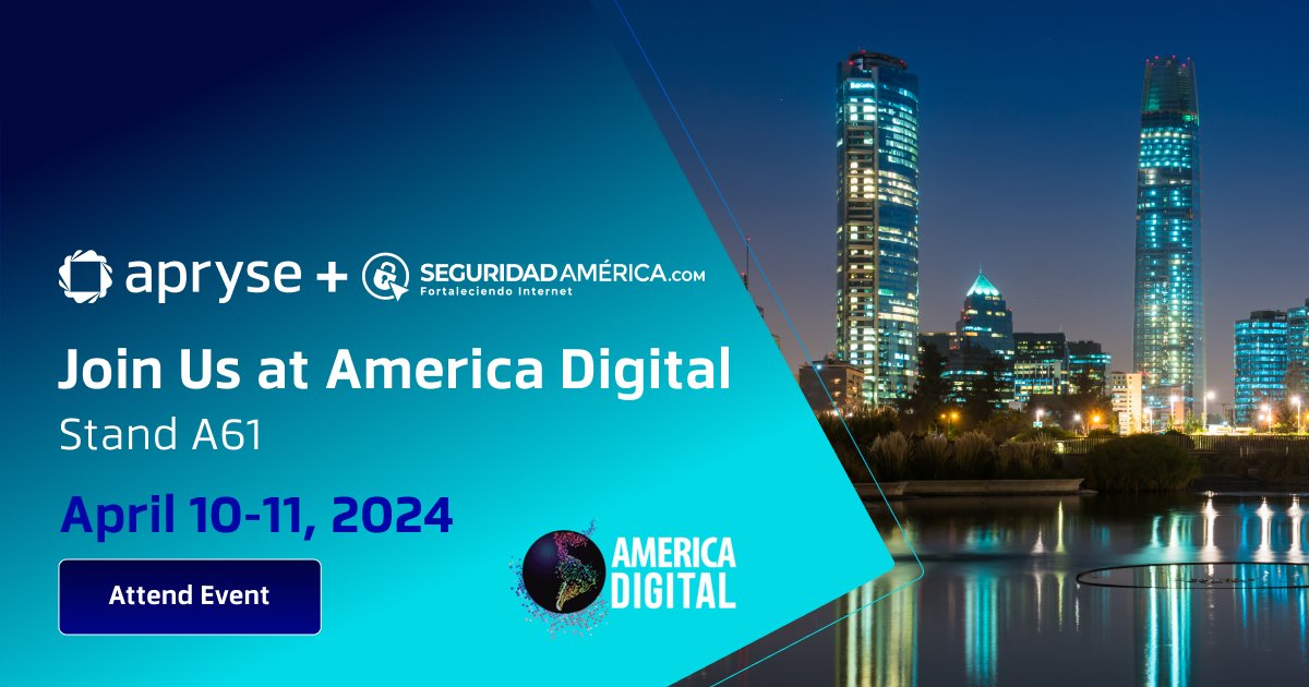 Apryse (@aprysesolutions) on Twitter photo We’re excited to announce that we’ll be at #CongresoAmericaDigital with <a href="/Americassl/">Seguridad América Latam</a> at Espacio Riesco in Santiago, Chile, from April 10th to 11th! 🇨🇱
#TecnologíayNegocios #TransformaciónDigital #LATAM #DigitalTransformation We’re excited to announce that we’ll be at #CongresoAmericaDigital with <a href="/Americassl/">Seguridad América Latam</a> at Espacio Riesco in Santiago, Chile, from April 10th to 11th! 🇨🇱
#TecnologíayNegocios #TransformaciónDigital #LATAM #DigitalTransformation