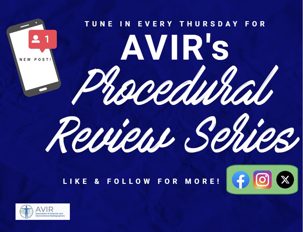 Follow our IR Procedural Review Series every Thursday on our social media accounts, where we'll post about different procedures performed in the IR lab!  #AVIR #irad #interventionalradiology #radtech #irtech #healthcare #iamir #radiology #medicine