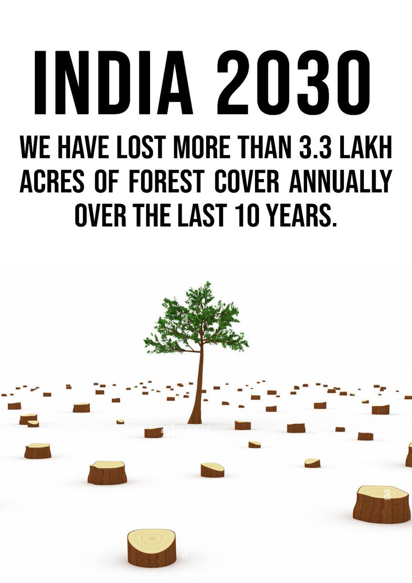 "WAKE UP CALL 🚨 India loses 3.3 acres of precious forest cover annually. 🌳 Let's take action to conserve our natural heritage. <a href="/Save0urForests/">🌳 Save Our Forests</a> @EnvironmentIndia" 

#SaveOurForests