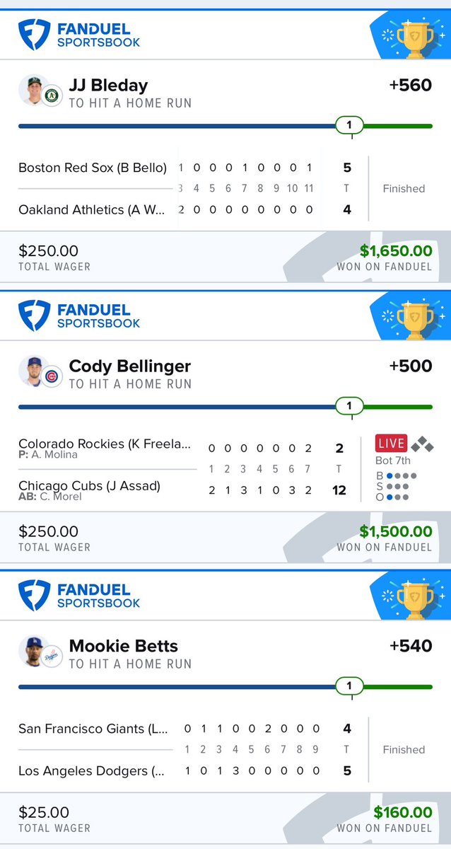 dingerproject's tweet photo. @FDSportsbook Our team had a big night thanks to the “three Bs!” https://t.co/l7yBWhLUfe