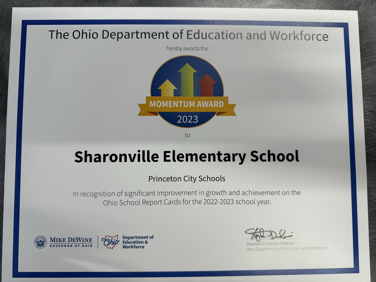Congratulations #SHElem on being recognized by the State of Ohio for your outstanding growth and achievement! #AAGV
