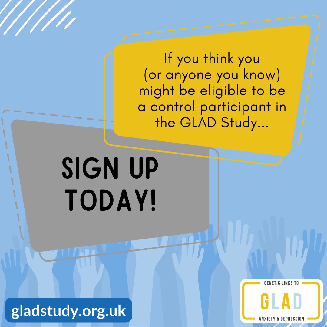 GLAD is now recruiting controls! But why? Because controls allow us to see both sides of the story. If you think you (or someone you know) qualify as a control for GLAD, sign up to our study today at gladstudy.org.uk!
