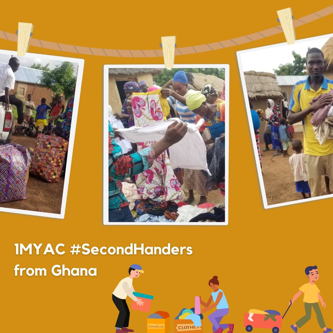 🌍✨1MYAC action gives second lives to clothes in #Ghana. Our #1MYAC Ambassador @HabibHuseinGh partnered with local organizations and organized a #secondhand clothing drive to support farming communities in Tibali. Do you want to act for #SDG12? Check out 1myac.com/actions