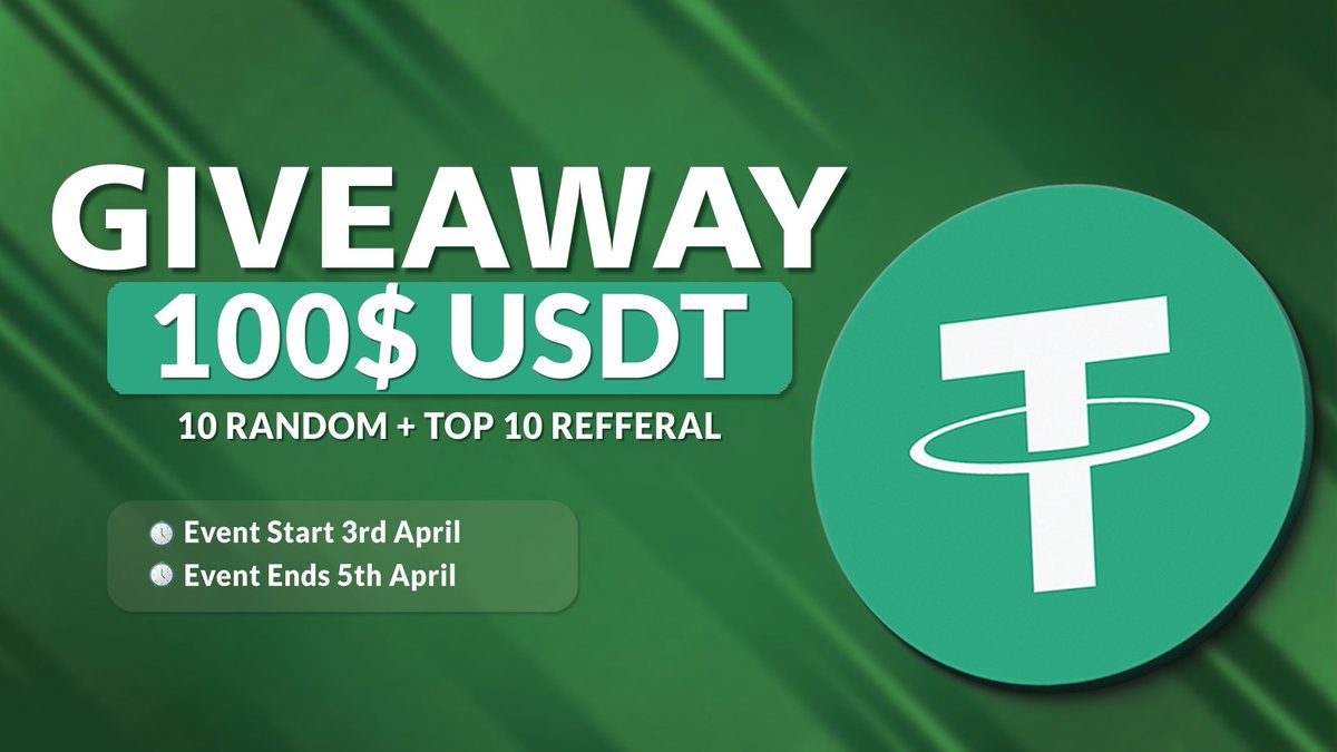 🔥 USDT Giveaway Event 🎁 Total Reward Pool 100 $USDT ✅ Complete #gleam gleam.io/lyYbU/usdt-giv… #Airdrops #Giveaway #crypto #airdropcrypto #airdrop #usdtgiveaway #USDT