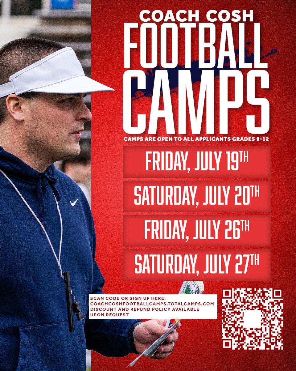 𝐒𝐔𝐌𝐌𝐄𝐑 𝐂𝐀𝐌𝐏𝐒 ☀️🏈

Register for your spot in our Coach Cosh Football Camps coming up in July!

✍️ bit.ly/3IUQkCT

🌊🐺 x #As1