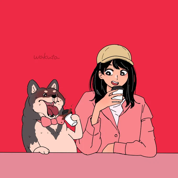 コーヒーアツ柴犬。 #柴犬執事 