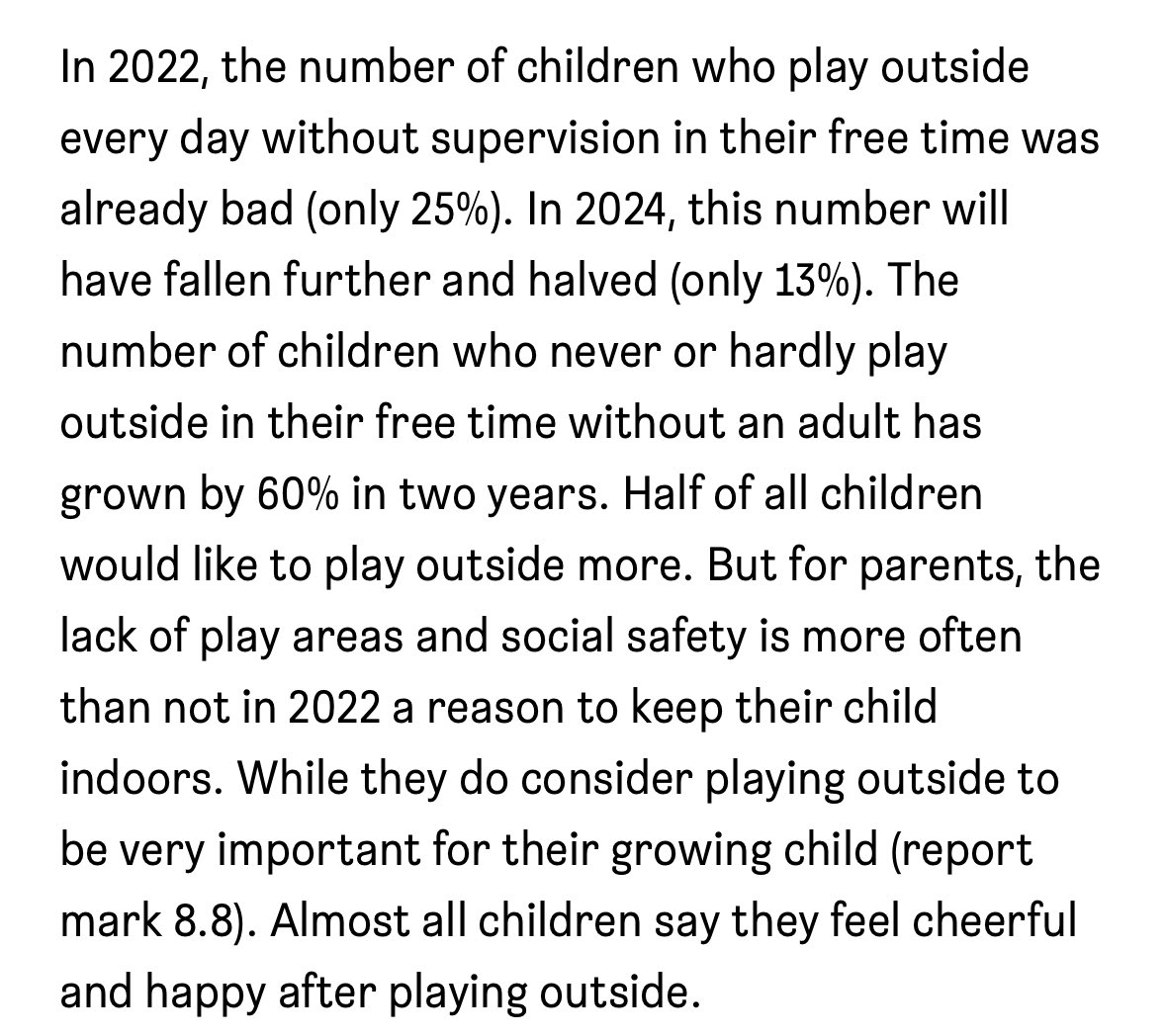 I’ve spent this week in the Netherlands thinking about children’s outdoor play - things here seem _so_ much more positive than at home in UK, but today @JantjeBeton_nl are sounding an alarm for the decline in outdoor play here too, as the %age who play out daily shrinks further.