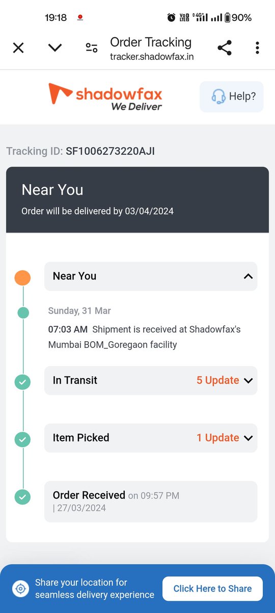 Siddhanth2595's tweet photo. @shadowfax_in It's been 4 days since my order has come to the nearby facility of shadowfax but they haven't been able to deliver it yet. Please understand it's a gift for someone that needs to be given at a particular time. Pls expedite. @ https://t.co/DJ7QocYIgh