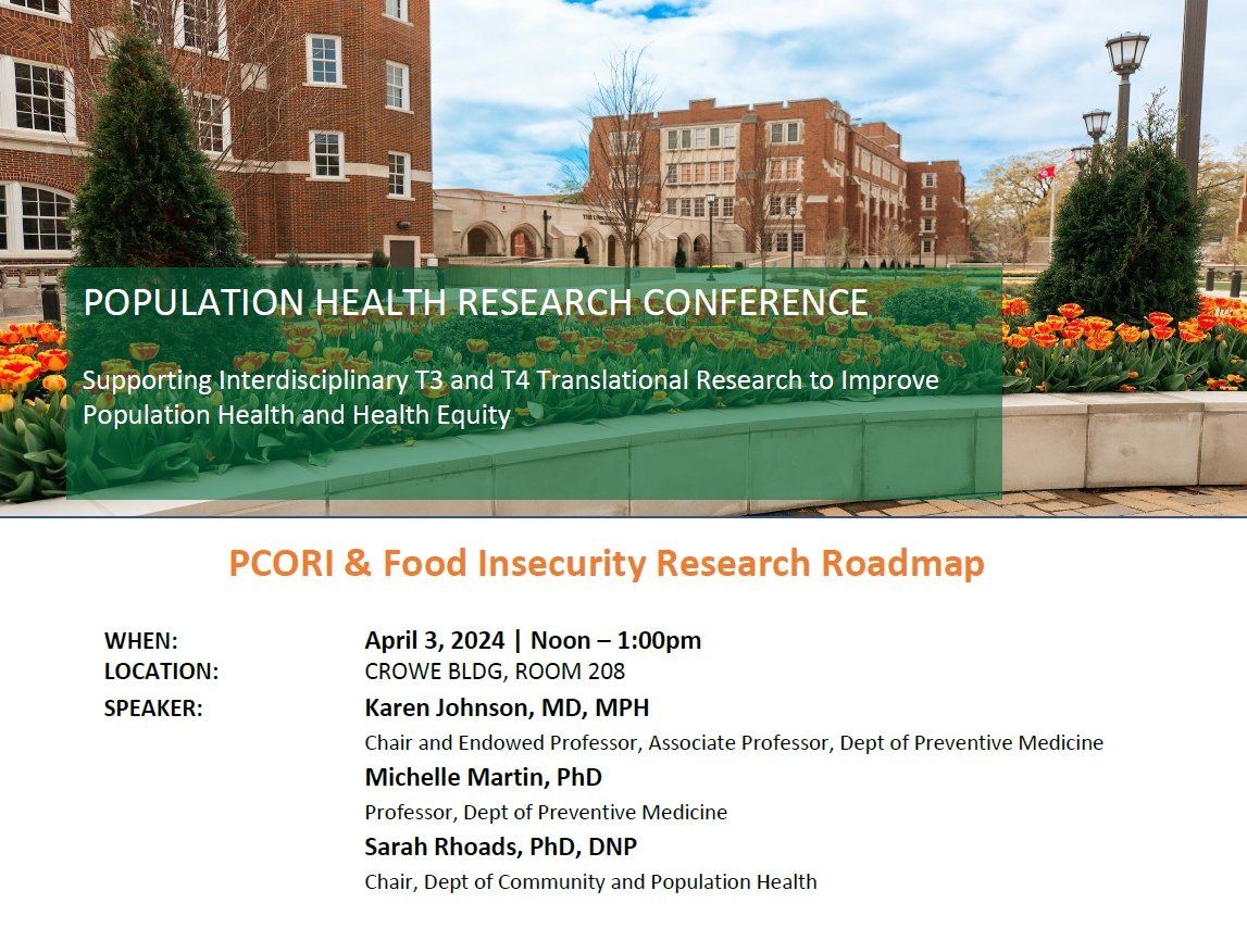 It's today at noon! Join us for a panel on PCORI & Food Insecurity Research Roadmap. Online or in person (free lunch). Details below. To register: tinyurl.com/3m5m58vf @uthsc @uthscresearch #pcori #foodinsecurity