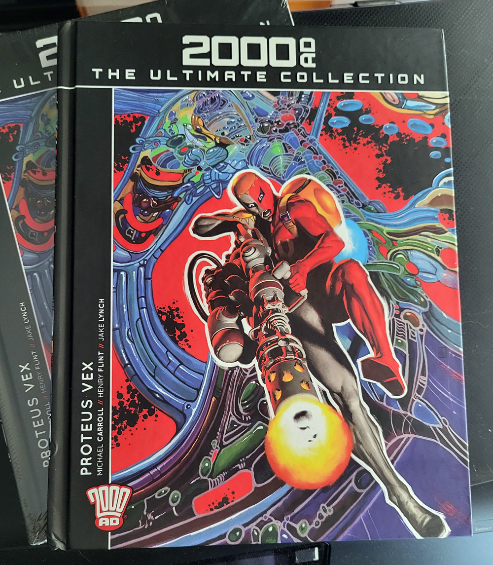 Freshly arrived... 2000AD: Ultimate Collection -- Proteus Vex! Collecting the first three books of the Proteus Vex saga, with stunning art by Henry Flint and Jake Lynch, colours by Jim Boswell, letters by Simon Bowland. 2000 AD #ProteusVex