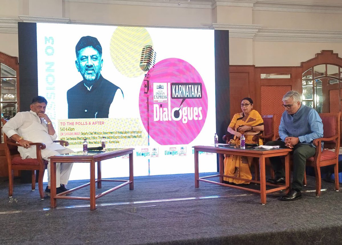 And here begins #ExpressDialoguesMiniConclave most awaited session - To the polls and after with Deputy Chief Minister @DKShivakumar in conversation with Editor @santwana99 and Senior Associate Editor @ramupatil_TNIE