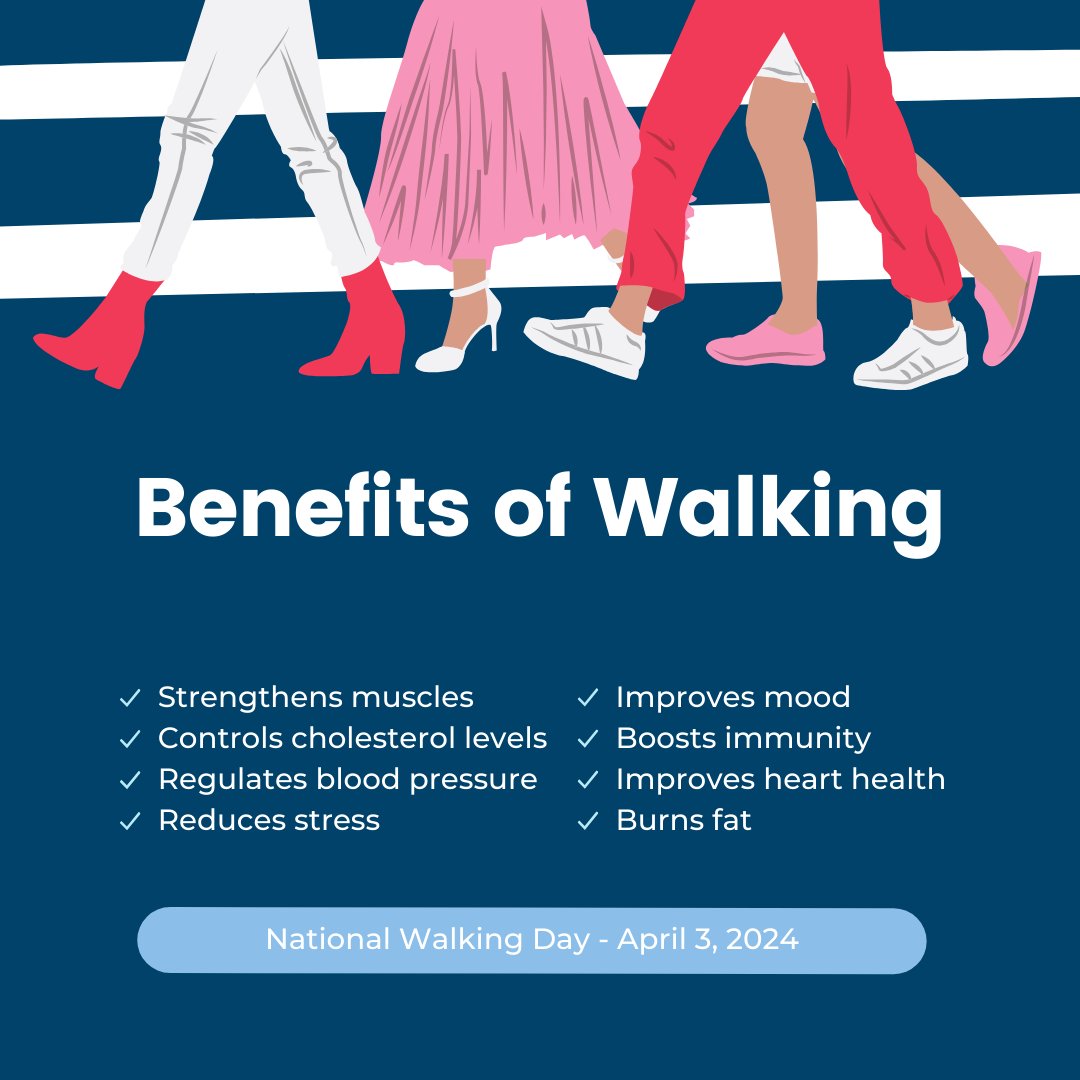 It's National Walking Day! Walking provides many benefits, so take some time today to stretch your legs and get your heart pumping! #nationalwalkingday #getoutside #takeahike