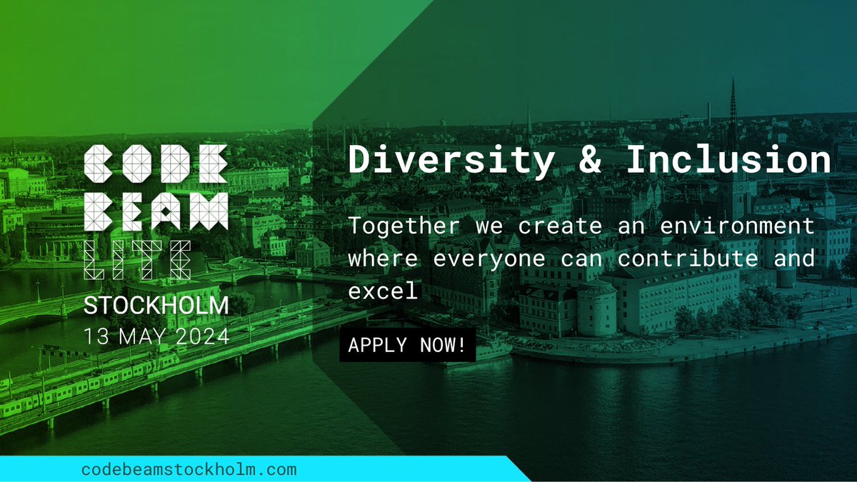 Thanks to our D&I Sponsor, @ErlangSolutions, we can run our Diversity and Inclusion Programme for Code BEAM Lite Stockholm! Please, share this post so this opportunity reaches people who can benefit from the Programme: codebeamstockholm.com/#diversity #codebeam #webeamtogether…