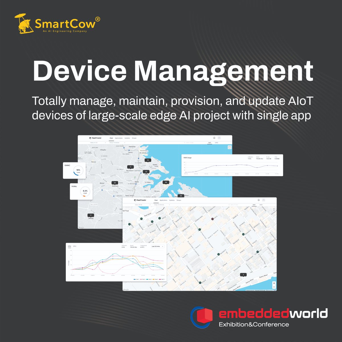 Smartcow_ai's tweet image. Join us at #EW24 from April 9-11! Dive into #EdgeAI and discover three key components: easy-to-program #EdgeDevices, seamlessly integrated #AIModels, and a user-friendly #DeviceManagement platform. Swing by booth 629 in Hall 1 to explore solutions #SmartCow has tailored for you.