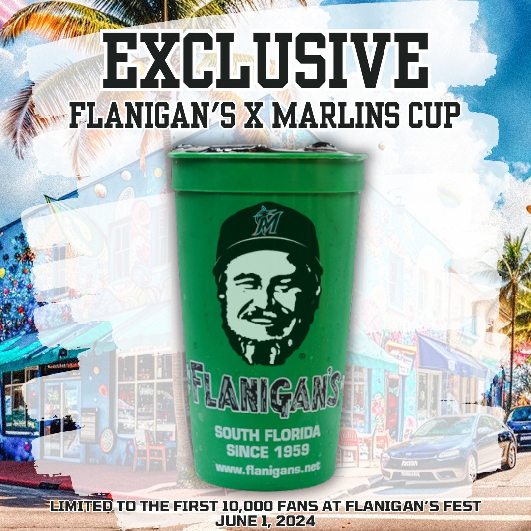 The first 10,000 fans at Flanigan’s Fest on June 1st receive this limited-edition green cup! Click the link to buy your tickets now! fevo-enterprise.com/event/Flanigans
