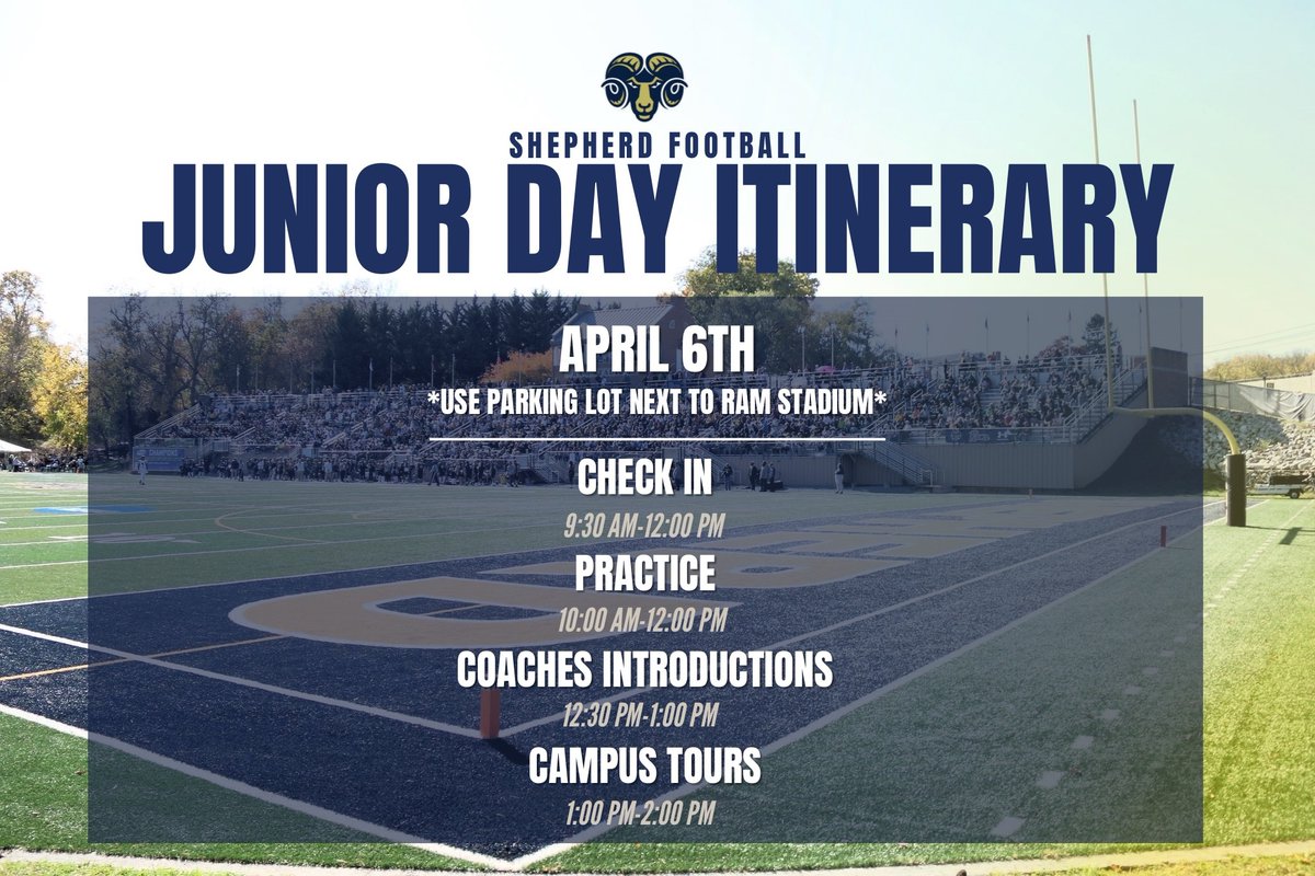 🚨🚨SHEPHERD FOOTBALL JUNIOR DAY🚨🚨 Use link below to sign up. We look forward to seeing you this Saturday! questionnaires.armssoftware.com/5d896fb625ba