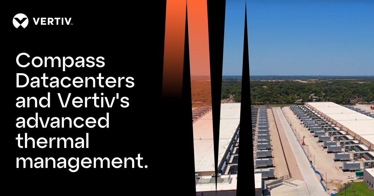 Vertiv's tweet image. Dive into the world of thermal solutions with Vertiv and Compass Datacenters! Our collaboration has led to groundbreaking designs that meet the market&apos;s evolving needs. Learn how we&apos;re revolutionizing data center cooling systems: ms.spr.ly/6014cvn22 
#ThermalSolutions