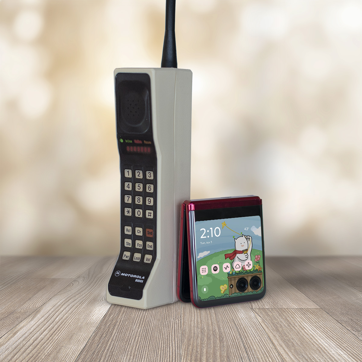 Dialing up the nostalgia with our newest flip and the OG cell phone to celebrate 51 years since the first cell phone call 📞. #razr #firstcallday