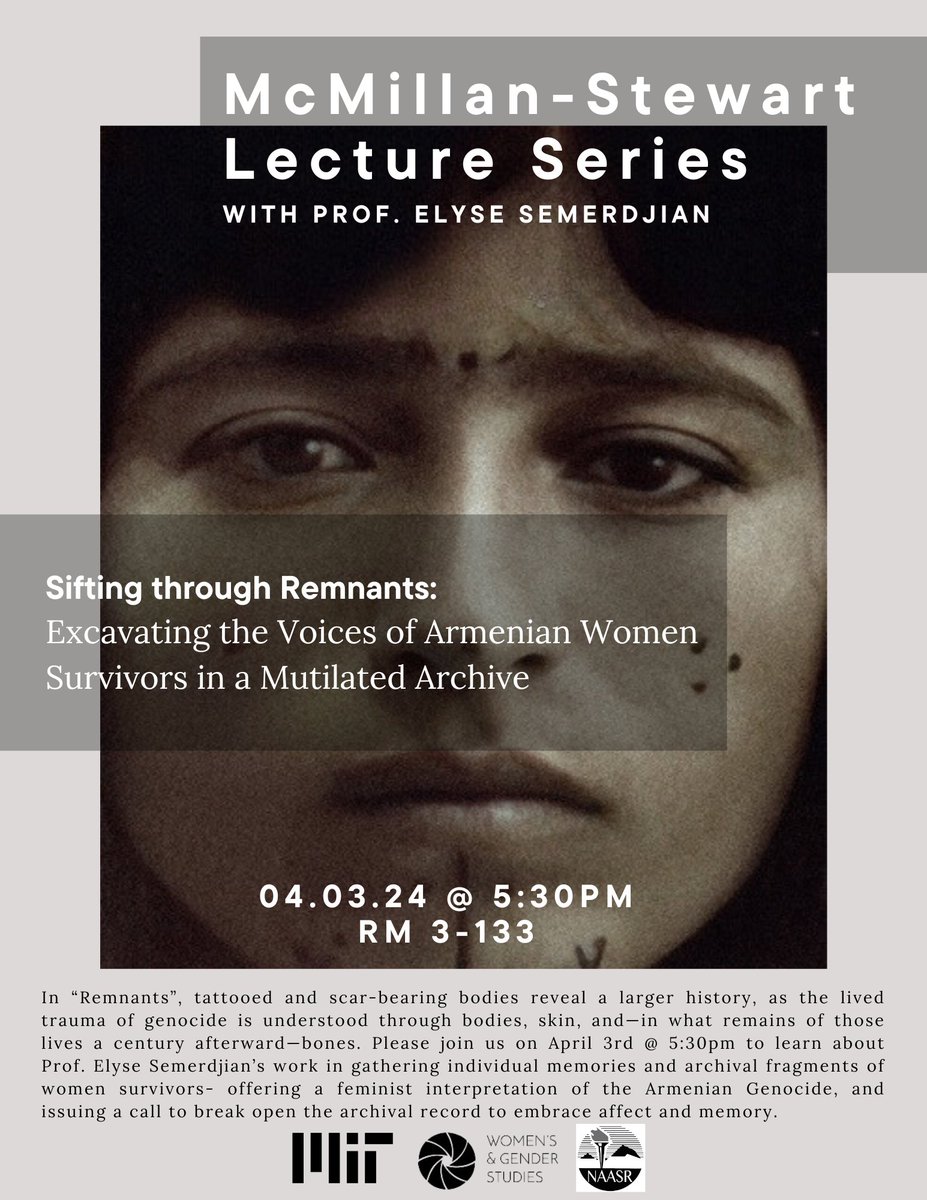 Happening today! Sifting Through Remnants: Excavating the Voices of Armenian Women Survivors in a Mutilated Archive 🗓️ 04.03.24 @ 5:30 pm 📍 Building 3, rm 133 This event is open to the public.