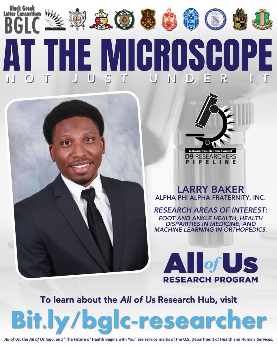 The NPHC D9 Researchers Pipeline is diversifying research at the microscope AND in our communities. Meet Temilalde Adaniawo and Larry Baker who are committed to making change possible. Learn more at bit.ly/bglc-researcher #joinallofus #bglc #nphc #medicalresearch #d9researcher