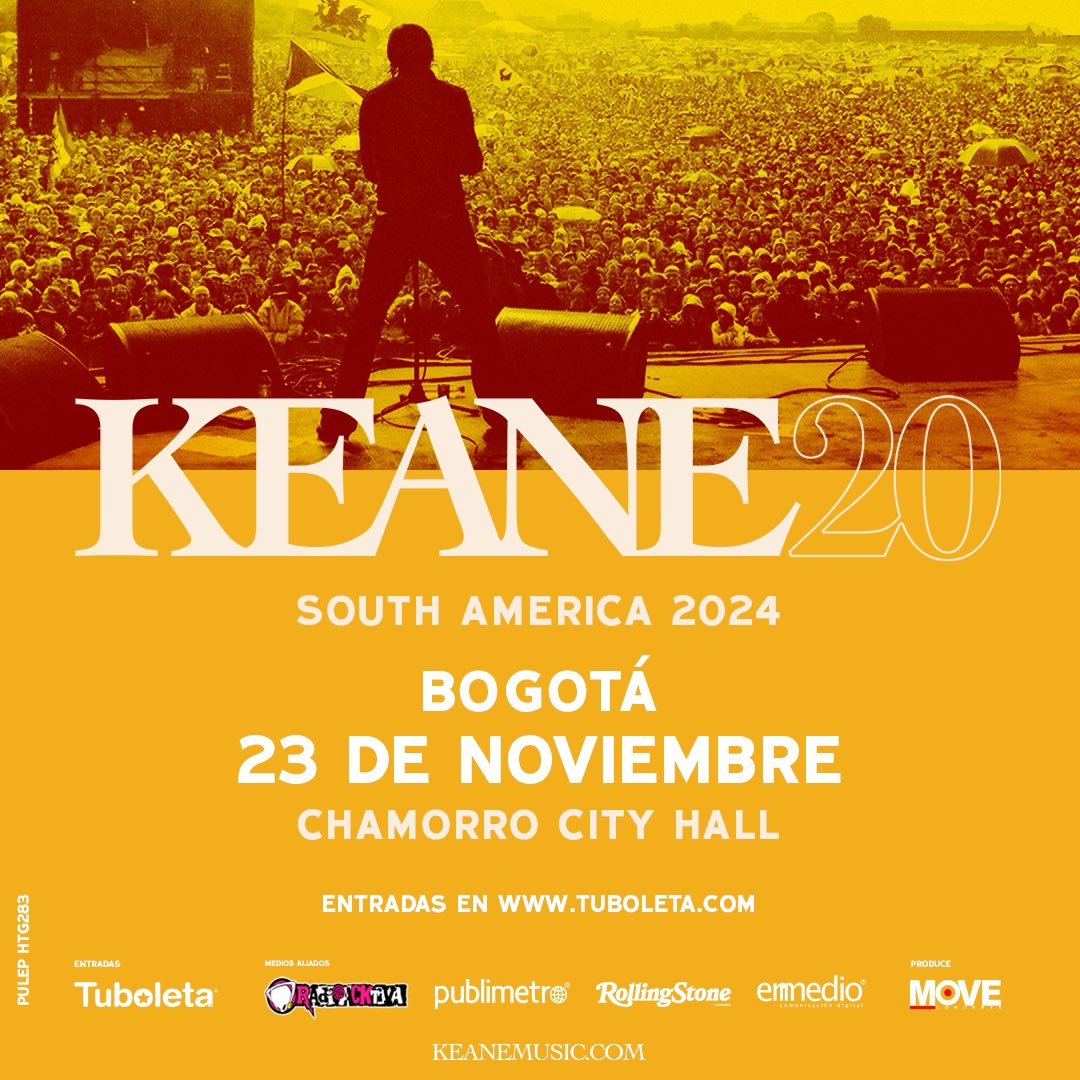 moveconcertsco's tweet photo. KEANE REGRESA A COLOMBIA 🇨🇴 Para celebrar los 20 años de su álbum #HopesAndFears 📅 23 de noviembre en el Chamorro City Hall de Bogotá. 

🎫 Entradas disponibles desde el 8 de abril en https://t.co/920JX0GqOc 

#MoveExperience https://t.co/iedcslHM3F