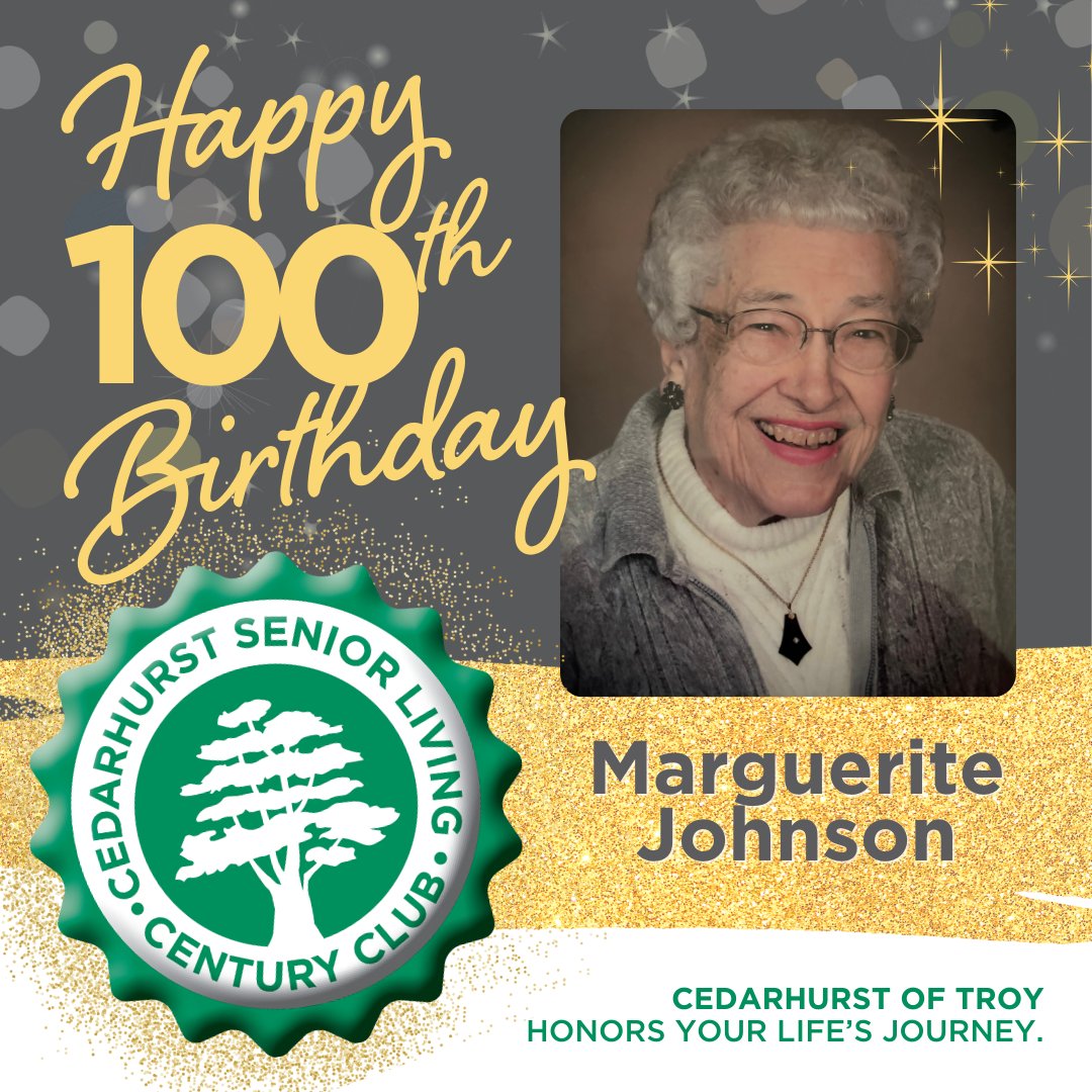 CedarhurstSL's tweet photo. 🎉Happy 100th Birthday, Marguerite! 🎂

Your journey from Marceline to Brookfield, your love story, and your dedication to family and community inspire us all. Here's to a century of cherished memories and countless blessings ahead! 

#CedarhurstCenturyClub https://t.co/Zr9sSVRXba