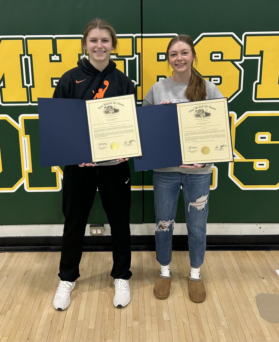 Thank You to @RepJoeMiller for recognizing the on court achievements for Girls Basketball Players, Kristen Kelley & Kayla Ferancy!!! We appreciate your support of our Student-Athletes and our School District!
