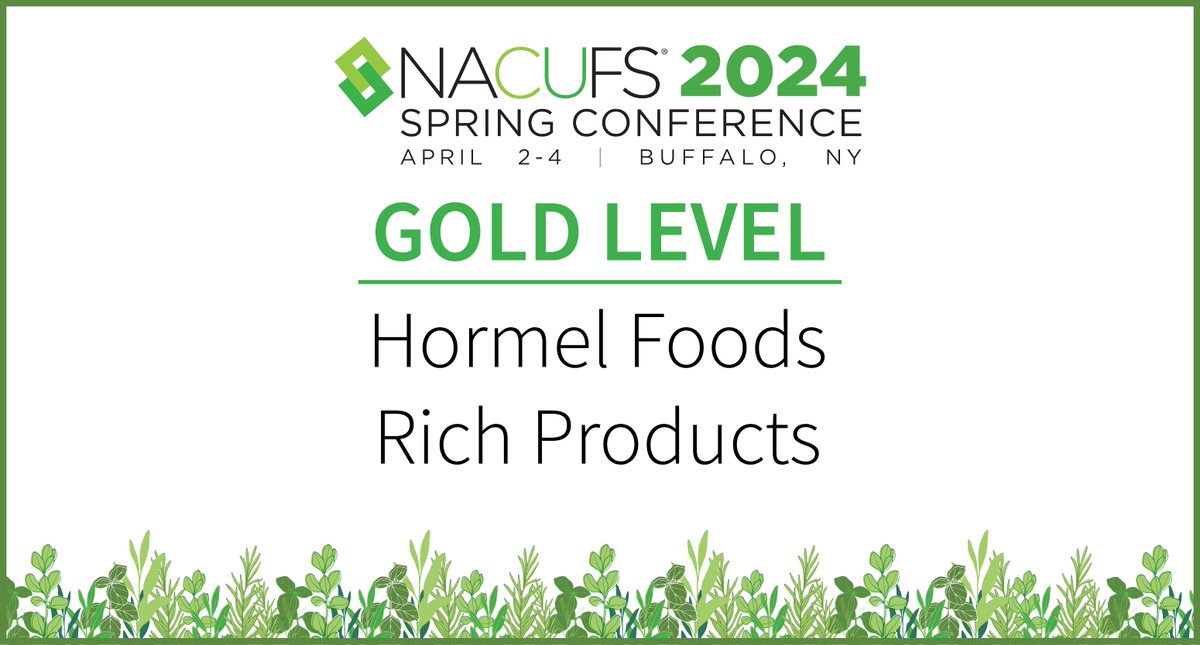 Thank you to @HormelFoods and Rich Products, our Gold Level Sponsor of the NACUFS 2024 Spring Conference in Buffalo, New York! #InspiringGrowth #GrowWithNACUFS